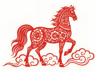 Papercut style illustration for Year of the Horse Festival