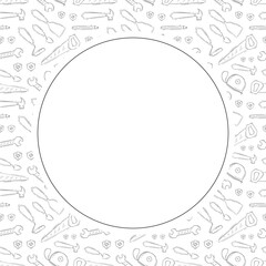 construction frame. doodle construction tool circle frame. hand drawn construction frame background. construction tool background