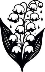 Close-up view of Lily of the Valley blossoms covered with fresh water droplets
