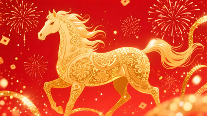 Abstract Illustration of Galloping Horse for Year of the Horse