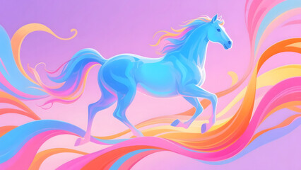 Abstract Illustration of Galloping Horse for Year of the Horse