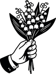 Fresh-Picked Lily of the Valley Flowers in Hand, Soft Focus Nature Background