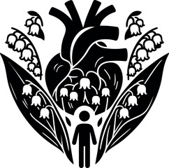 Beautiful heart and soul imagery featuring delicate Lily of the Valley flowers in bloom