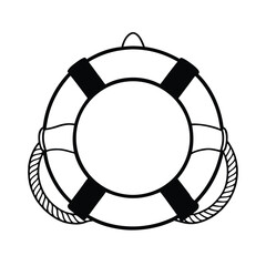 Lifebuoy ring with detailed rope design Line Art Vector illustration