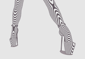 Female leg silhouettes represented in stripes. Legs design element.