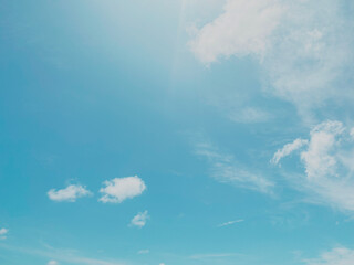 Bue sky filled with bright white clouds