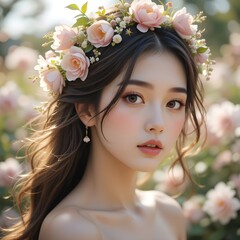 Naklejka premium Elegant Floral Portrait