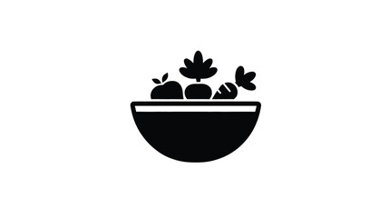 Vector Icon: Fresh Vegetable Bowl – Healthy Eating Symbol