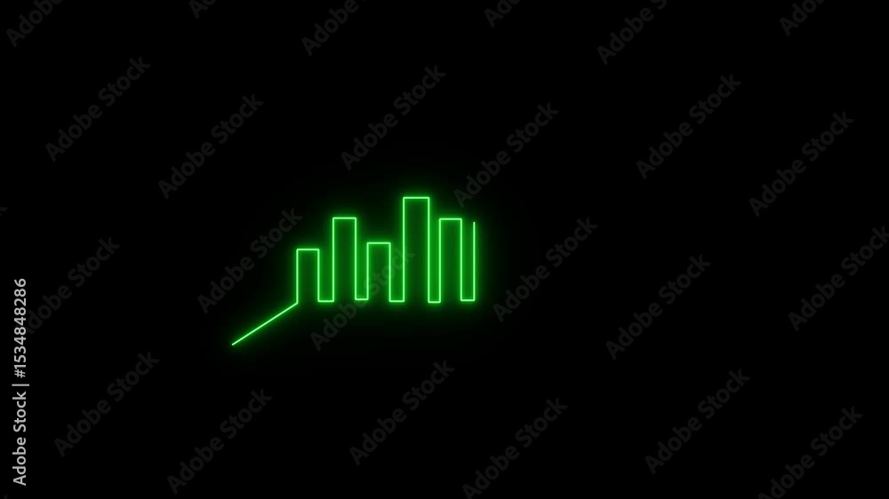 Poster growing neon graph continuous line drawing animation. successful business strategy symbol video. adv
