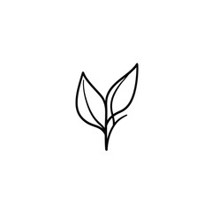 Minimalist Black Line Art of Two Leaves on White Background Simple Nature Design