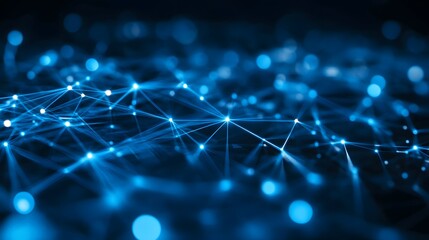Obraz premium Futuristic Abstract Blue Network with Glowing Points and Lines