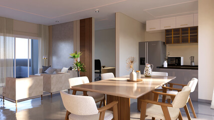 Contemporary Open-Concept Living and Dining Area with Natural Light