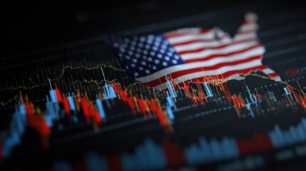 National flag overlay on economic chart symbolizing financial progress