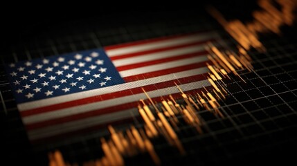 National flag overlay on economic chart symbolizing financial progress