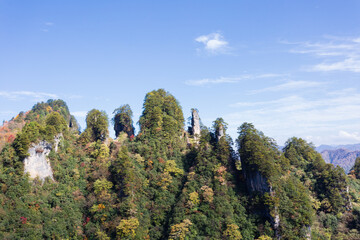 Karst mountain landscape, mountains and forests