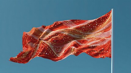 National flag waving with generative design elements