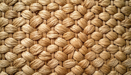 close-up of handwoven straw mat surface texture, natural rattan weaving pattern with rustic organic details
