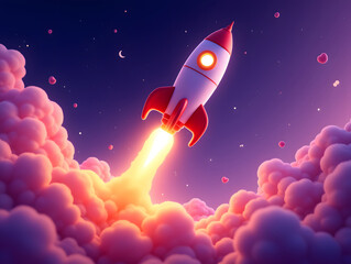 Naklejka premium 3d spaceship rocket launch world space day business icon