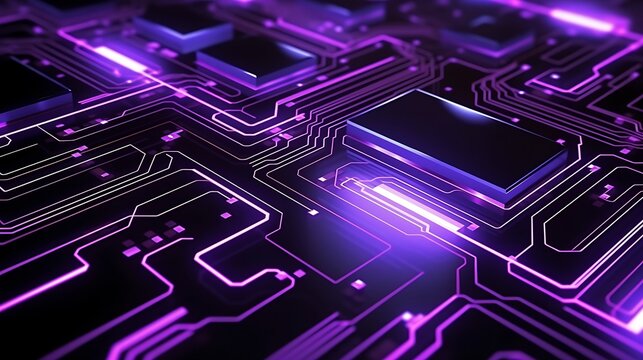 Blue electronic circuit board background with digital and technology pattern