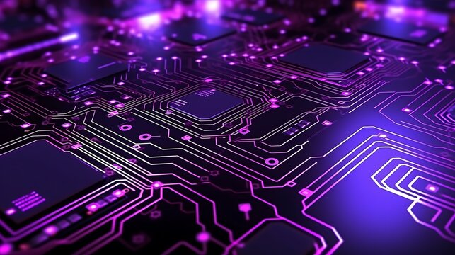 Blue electronic circuit board background with digital and technology pattern