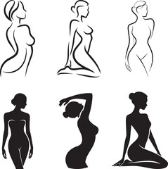 Elegant female body silhouettes collection art. eps-10