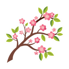 a cherry blossom branch icon with small flowers bl