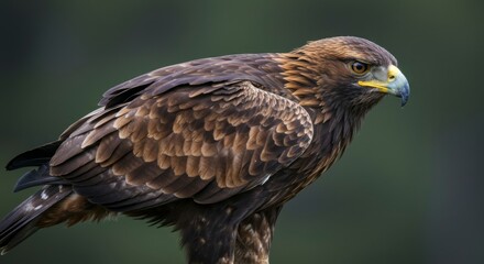 Naklejka premium Golden eagle in profile view, perched, detailed plumage