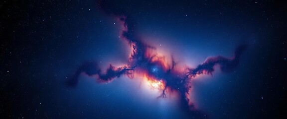 Obraz premium Panoramic night sky ablaze with stars and nebulae, cosmic dust swirling, constellation, fantasy