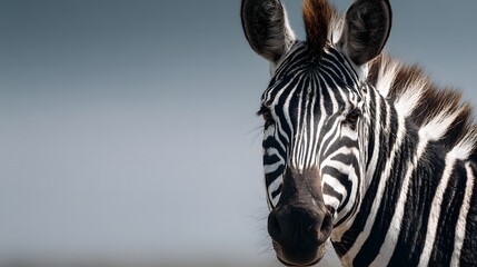 Naklejka premium Close-Up of Striking Zebra with Bold Black and White Stripes