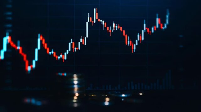 Analyzing Financial Graph on Screen with Line Chart Display