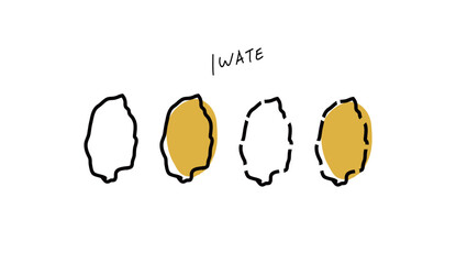 ポップな岩手県の地図の手書きベクターイラスト