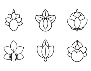 set of a minimal jackfruit flower icon with a round text