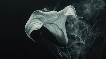 Fototapeta premium A pale flower amidst swirling smoke.