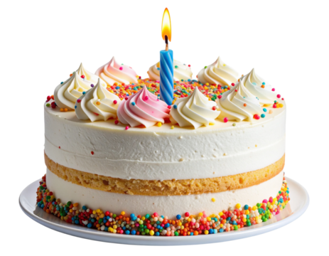 Festive Celebration Cake with Candle  Transparent PNG
