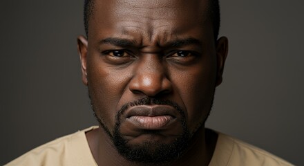 Fototapeta premium Close-up Portrait of a Man Showing Discontent