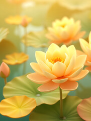 Obraz premium Summer lotus lotus leaf cartoon small fresh national wind minor summer solar term illustration