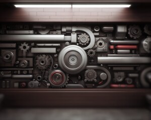 Fototapeta premium Industrial machinery parts wall art