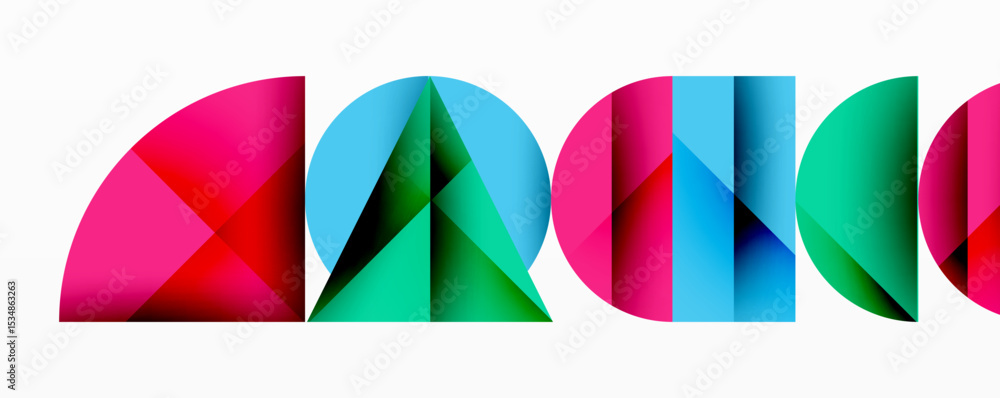 Aufkleber Abstract geometric shapes, vibrant colors, modern design. Composition features overlapping segments, creating dynamic visual effect.