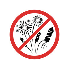 No Fireworks Sign - Safety and Prohibition Symbol