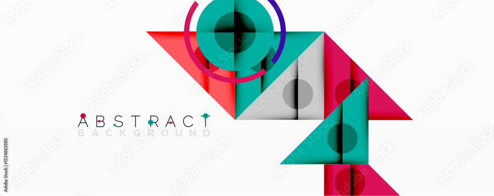 Poster modern abstract design features geometric shapes, vibrant colors, overlapping elements. clean white 
