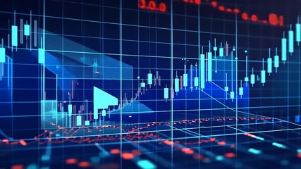 Abstract financial data visualization with stock market trends and graphs against a digital backdrop - Powered by Adobe