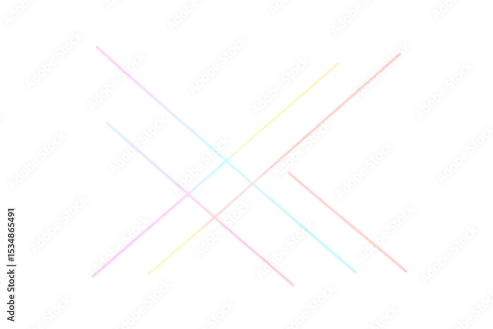 Aufkleber Intersecting pastel lines create a dynamic, modern design against a transparent background, adding a colorful and abstract element