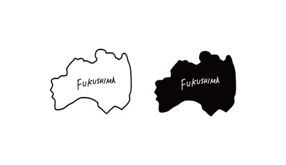 シンプルな福島県の地図の手書きベクターイラスト2