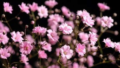 Fototapeta premium Close-up pink flowers on dark