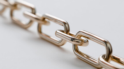 Obraz premium A golden chain links together, symbolizing strength, connection, and security. The close-up shot showcases the intricate details of the metallic structure.