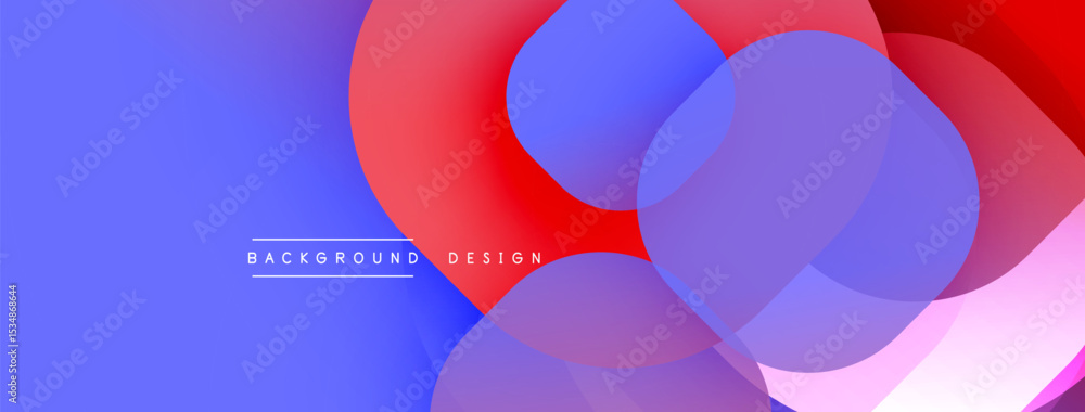 Poster Abstract colorful background. Overlapping shapes create dynamic visual effect. Blue, red, white hues dominate composition. Modern design element.