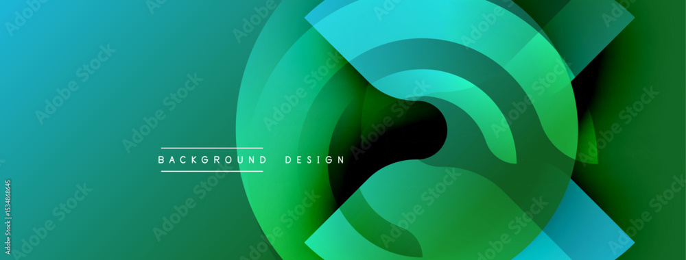Poster Abstract dynamic background. Circular layers create flowing visual effect. Gradient colors blend smoothly, modern design element.