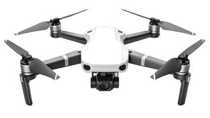 White and Grey Drone with Camera Isolated
