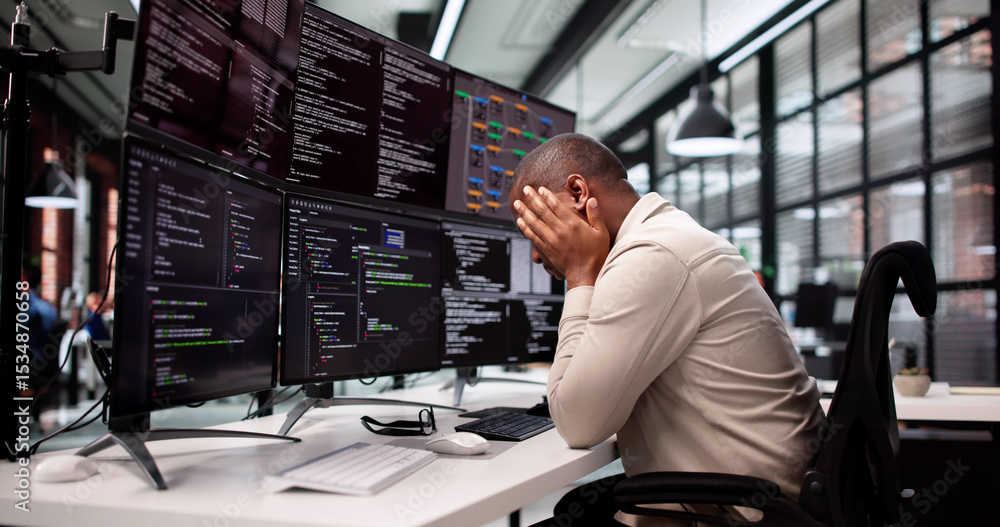 Poster Unhappy Programmer Caught In Maze Of Broken Software