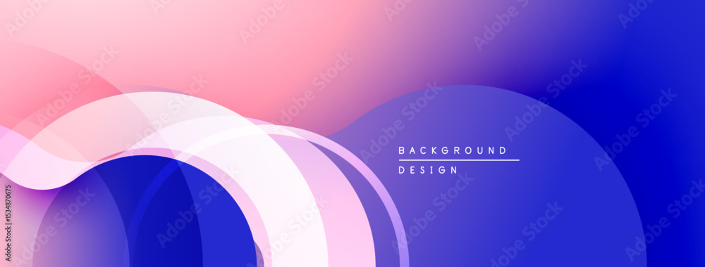 Poster abstract gradient background. overlapping shapes create dynamic visual flow. pink, blue hues dominat
